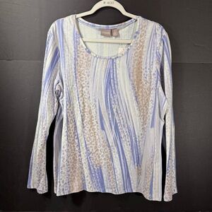 2/$35 Chico's Artistic Animal Print Long Sleeve Tee Top NWT